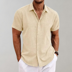 Frederick - Textured Short Sleeve Shirt — Apricot