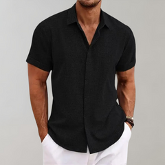 Frederick - Textured Short Sleeve Shirt — Black