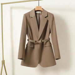 Caroline - Belted Blazer — Brown