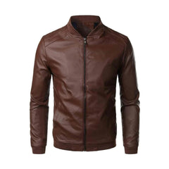 Darren - Leather Bomber Jacket — Brown
