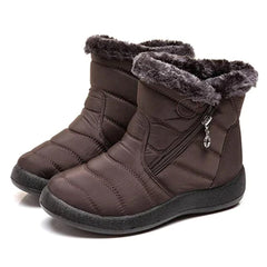 Danielle - Padded Fur Trim Snow Boots — Brown