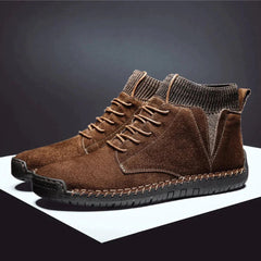 Maureen - Suede Lace up Ankle Shoes — Brown