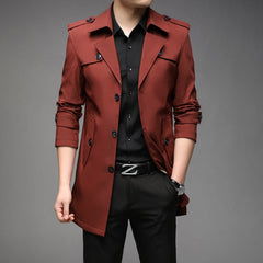 Quentin - Double Breasted Trench Coat — Burgundy