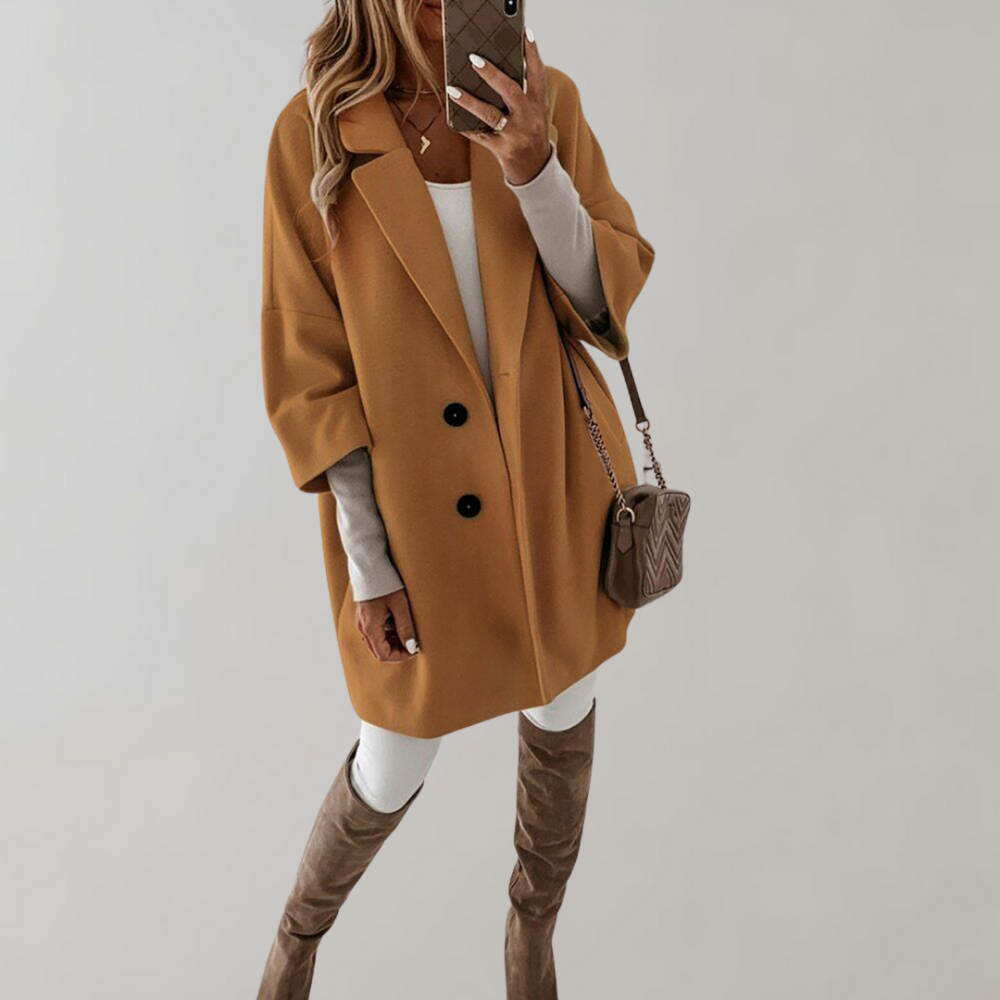 Selina - Oversized Blazer Coat — Khaki