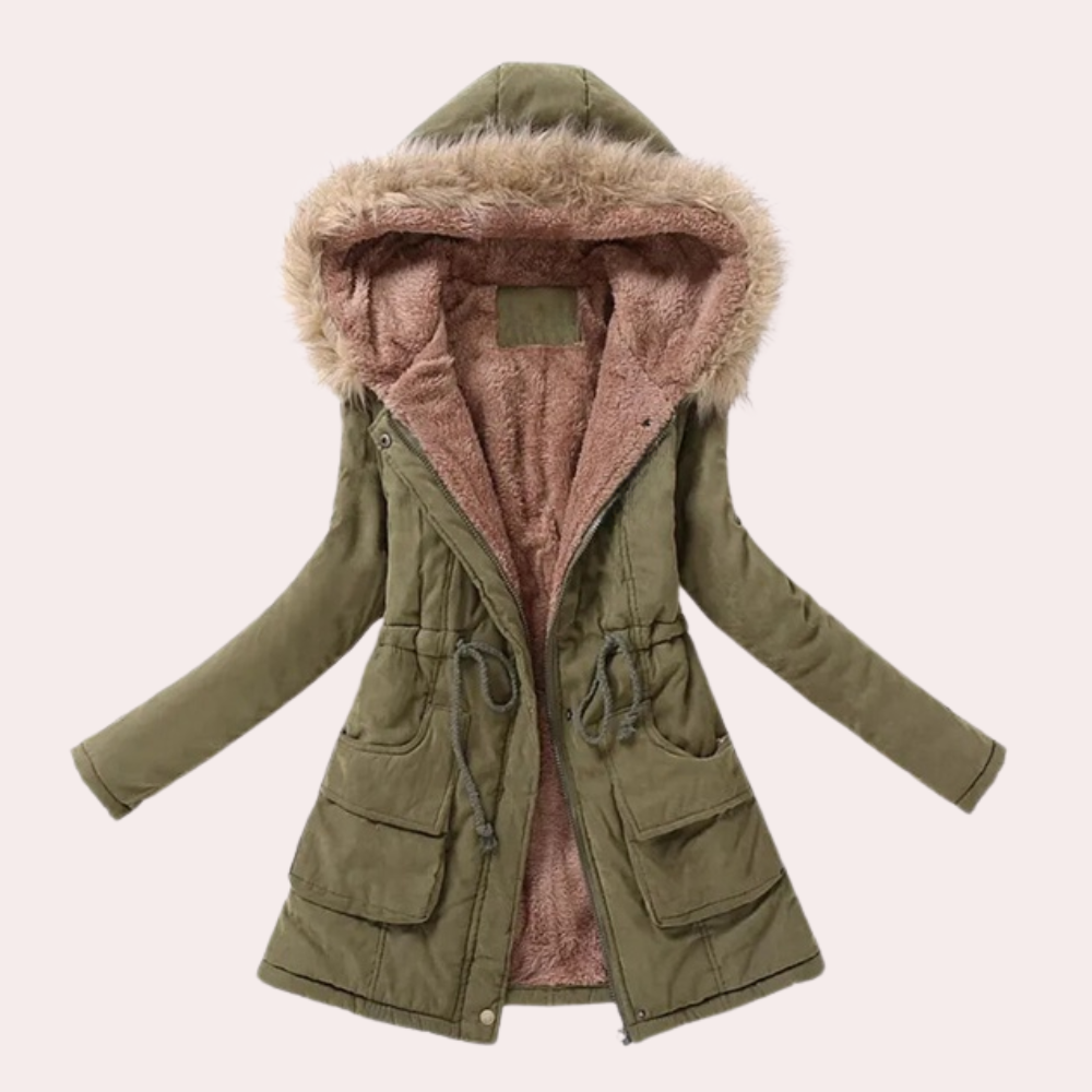 Fenella - Parka with Fur Lined Hood — Army green