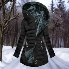 Theodora - Hooded Puffer with Plush Lining — Black