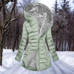 Theodora - Hooded Puffer with Plush Lining — Light green