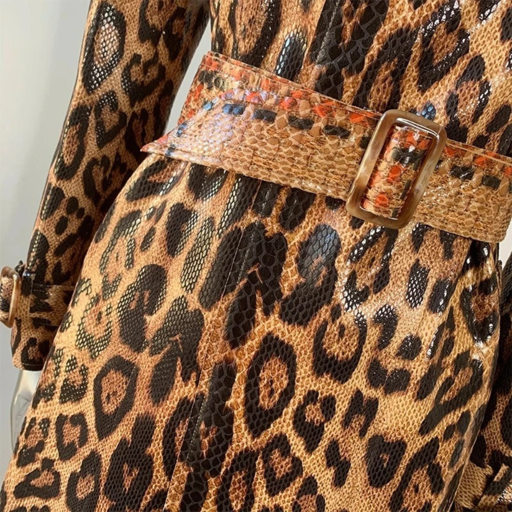 Delaney - Leopard Print Trench Coat