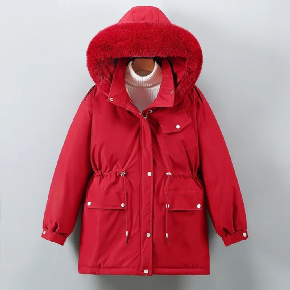 Sidonie - Padded Parka with Drawcord — Red