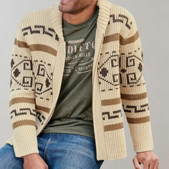 Forrest - Aztec Pattern Cardigan — Khaki