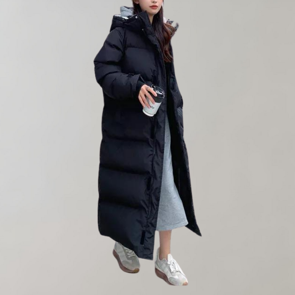 Jocelyn - Full Length Hooded Puffer — Black