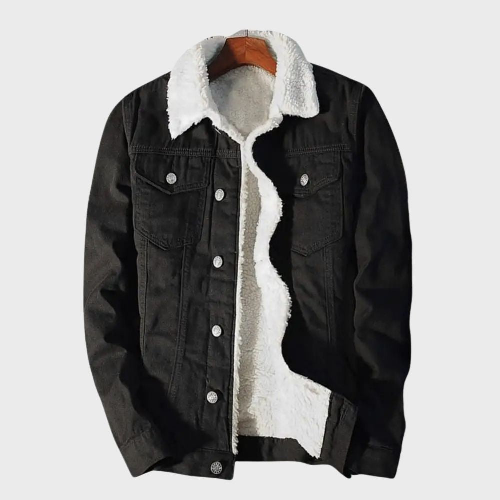 Samuel - Sherpa Lined Denim Jacket — Black