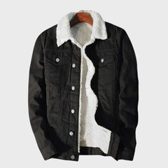 Samuel - Sherpa Lined Denim Jacket — Black