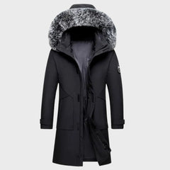 Osmond - Long Parka with Fur Hood — Black