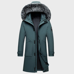 Osmond - Long Parka with Fur Hood — Blue