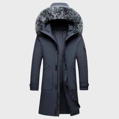 Osmond - Long Parka with Fur Hood — Grey
