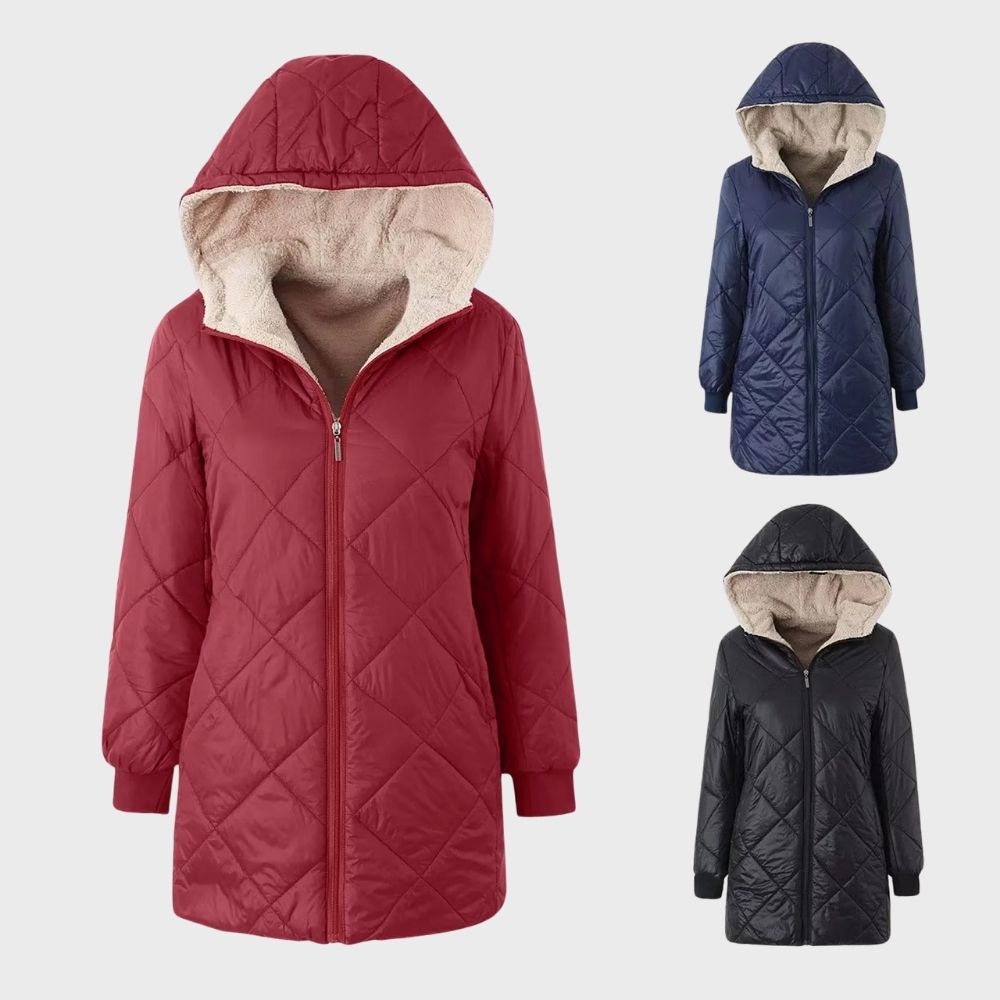 Belinda - Quilted Hooded Long Coat