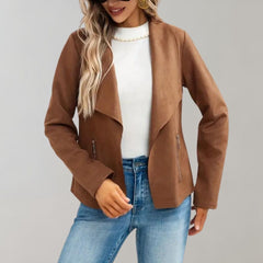 Arlette - Suede Drape Front Jacket