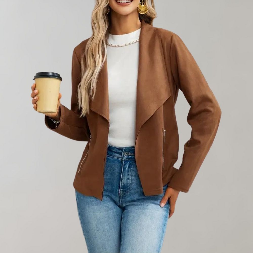 Arlette - Suede Drape Front Jacket