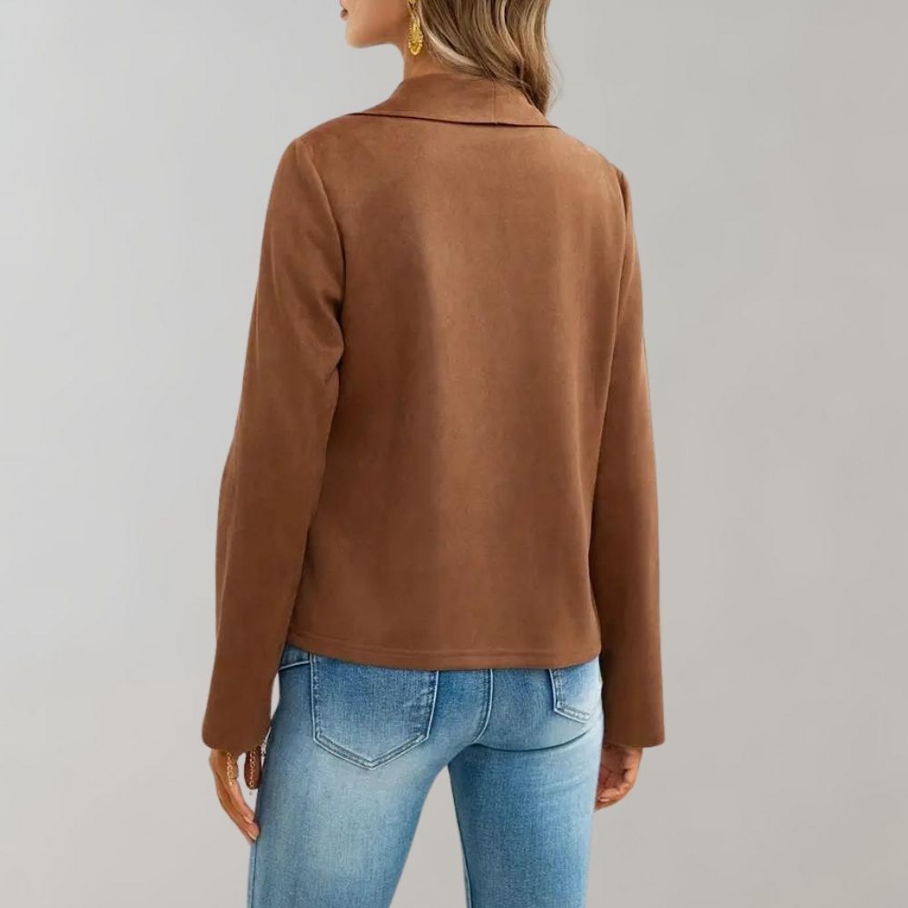 Arlette - Suede Drape Front Jacket
