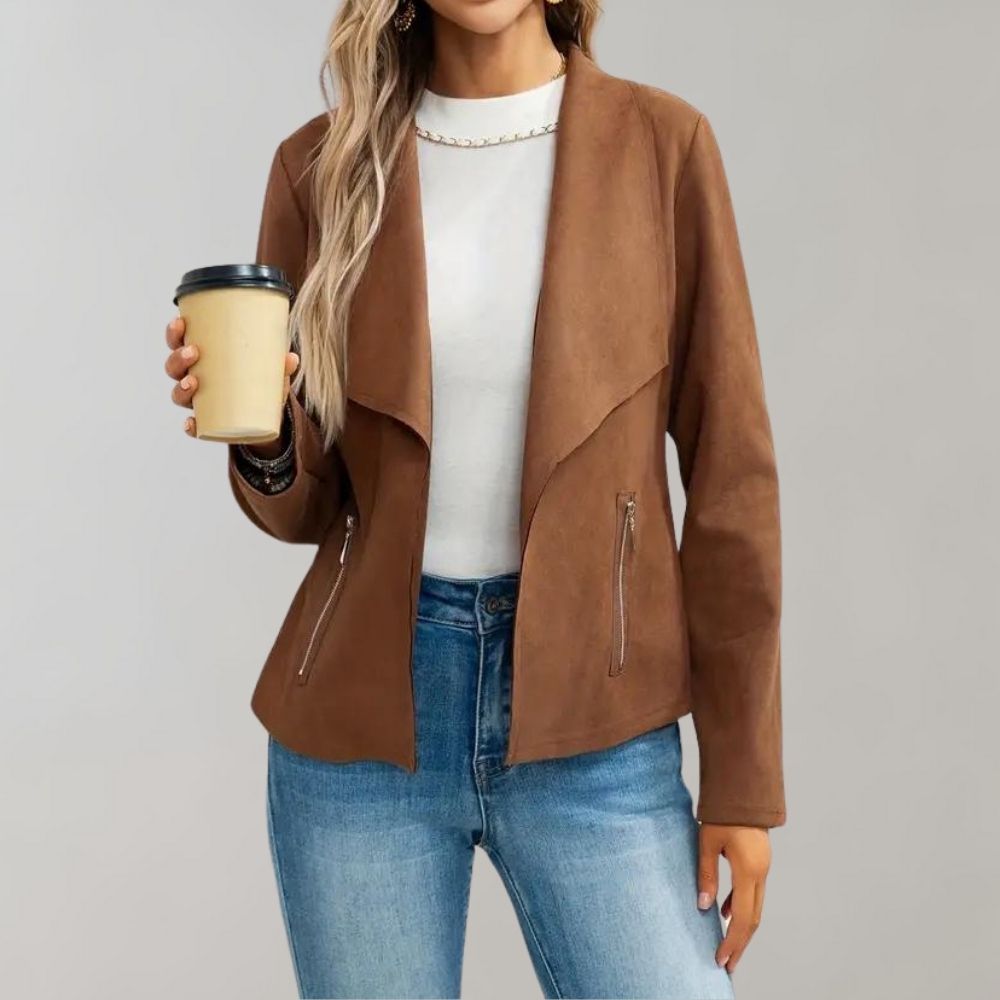 Arlette - Suede Drape Front Jacket