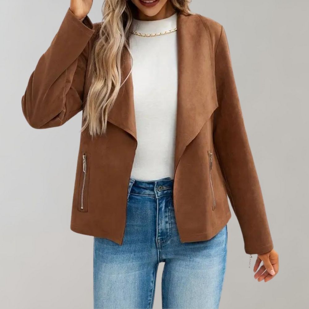 Arlette - Suede Drape Front Jacket