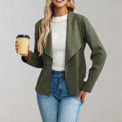 Arlette - Suede Drape Front Jacket