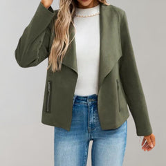 Arlette - Suede Drape Front Jacket