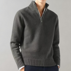 Brayden - Half Zip Knit Jumper — Grey