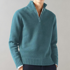Brayden - Half Zip Knit Jumper — Lake blue