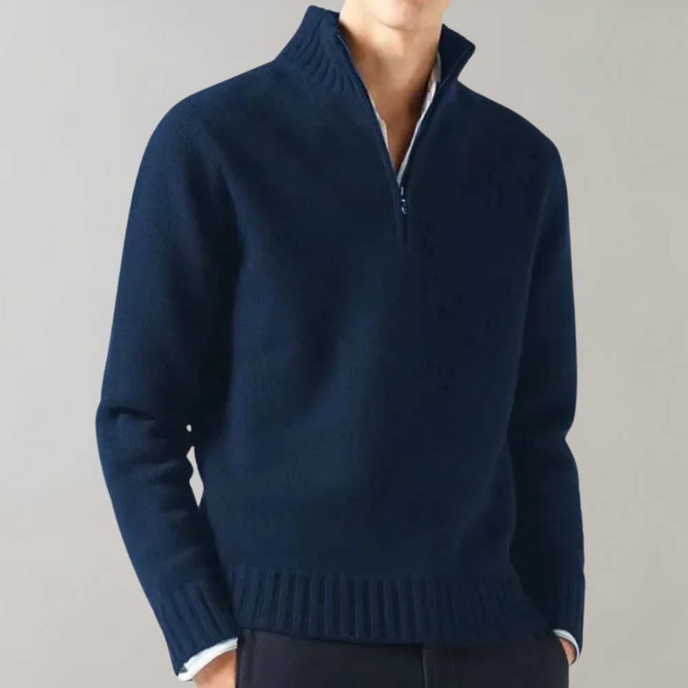Brayden - Half Zip Knit Jumper — Navy blue