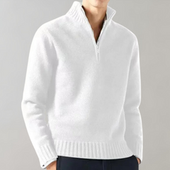 Brayden - Half Zip Knit Jumper — White
