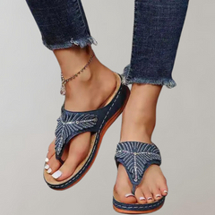 Charmaine - Embellished Toe Post Sandals — Blue