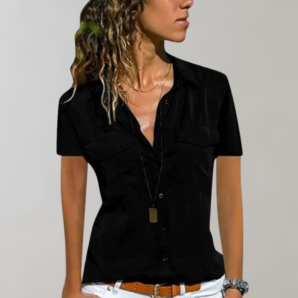 Aurora - Short Sleeve Pocket Shirt — Black
