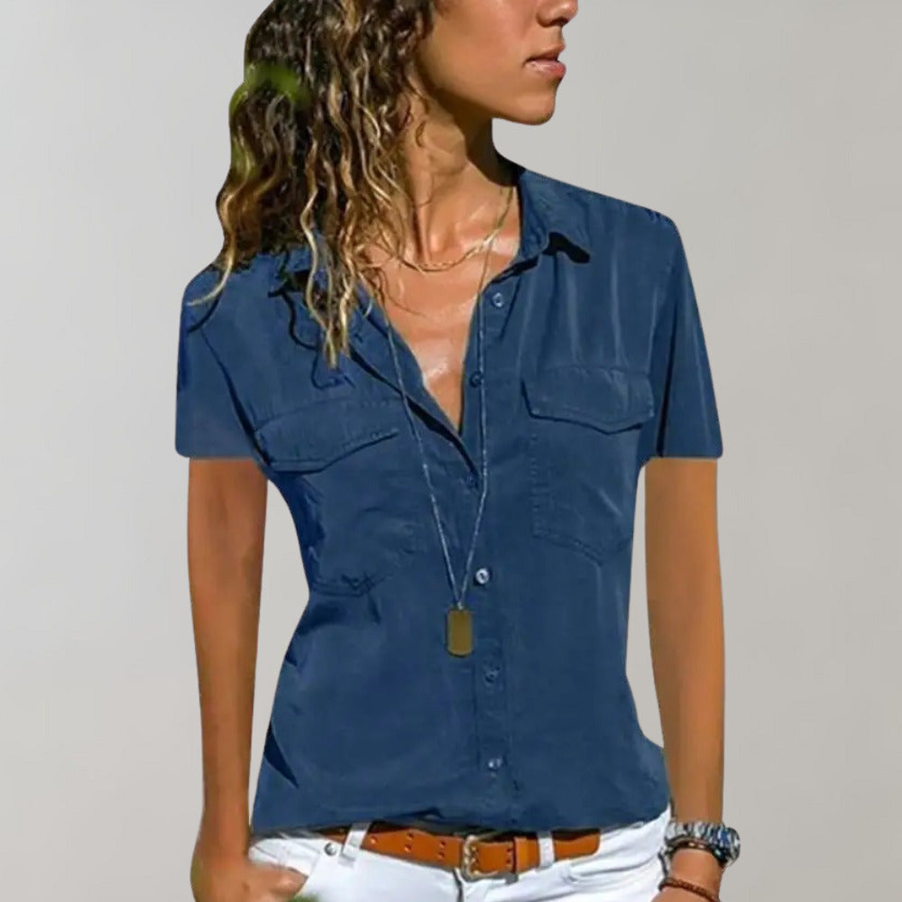 Aurora - Short Sleeve Pocket Shirt — Blue
