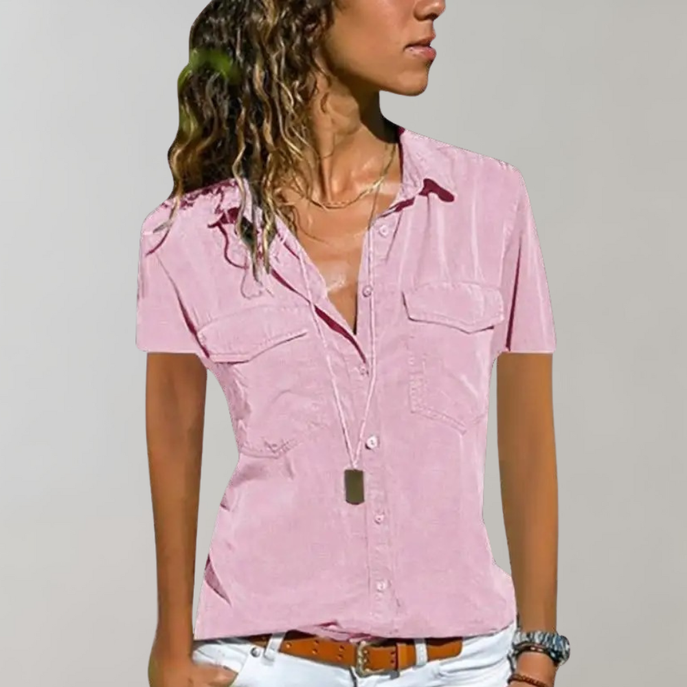Aurora - Short Sleeve Pocket Shirt — Pink