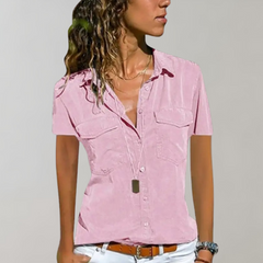 Aurora - Short Sleeve Pocket Shirt — Pink