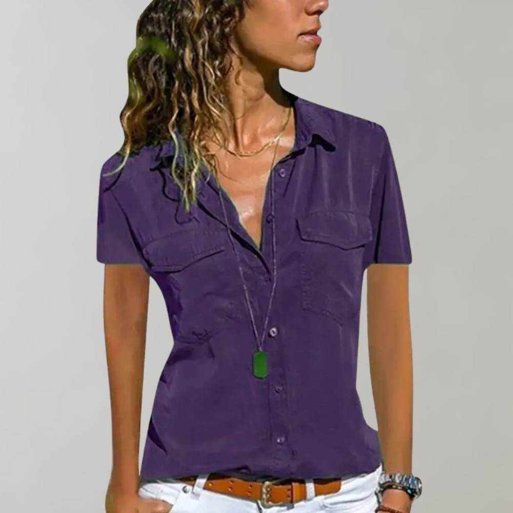 Aurora - Short Sleeve Pocket Shirt — Purple