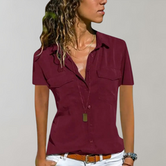 Aurora - Short Sleeve Pocket Shirt — Red