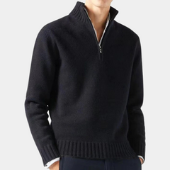 Neville - Quarter Zip Knit Sweater — Black