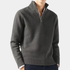 Neville - Quarter Zip Knit Sweater — Dark grey
