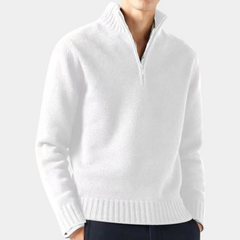 Neville - Quarter Zip Knit Sweater — White