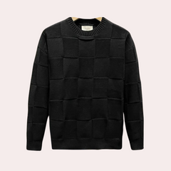 Marshall - Textured Square Knit Jumper — Black