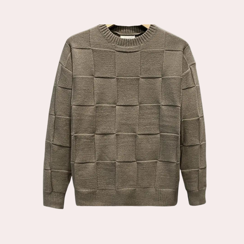 Marshall - Textured Square Knit Jumper — Brown