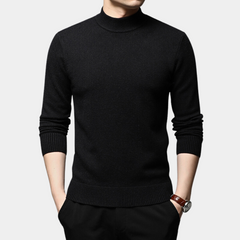 Fletcher - Mock Neck Fine Knit Jumper — Black