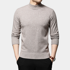 Fletcher - Mock Neck Fine Knit Jumper — Khaki
