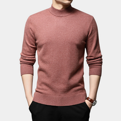 Fletcher - Mock Neck Fine Knit Jumper — Pink