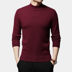 Fletcher - Mock Neck Fine Knit Jumper — Red
