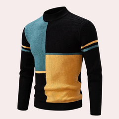Clarence - Colour Block Ribbed Jumper — Black Green