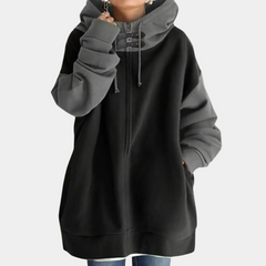 Nadine - Oversized Zip Hoodie — Black